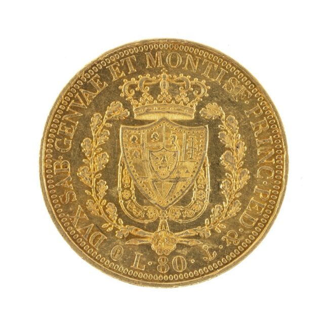 Italy Sardinia Carlo Felice 80 Lire Gold Coin