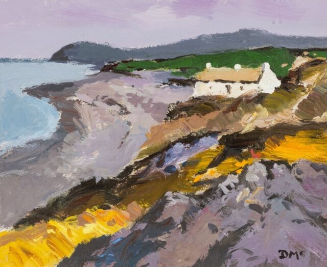 Donald Mc Intyre Acrylic Cottage by the Sea SOLD 3500