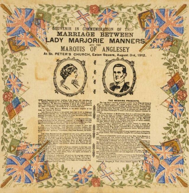 Souvenir marquess of anglesey wedding handkerchief