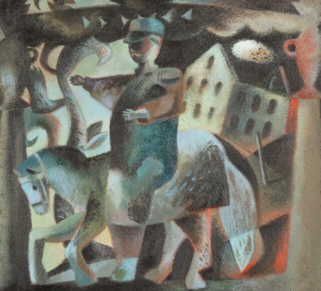 Acrylic of Ynysypandy Slate Mill by Clive Hicks Jenkins offered at Rogers Jones Welsh art auction