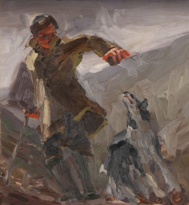 Kevin Sinnott Oil The Artist and His Dog SOLD 2800