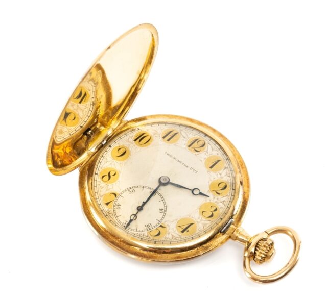 French 18K Gold Hunter Pocket Watch