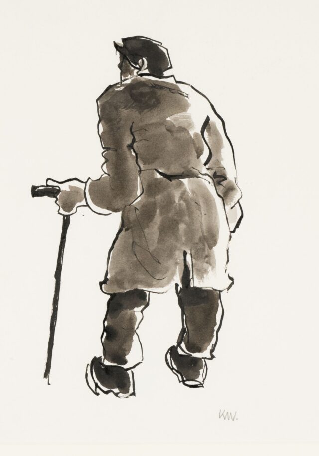 Sir Kyffin Williams RA Pen Ink Farmer with Stick 1 SOLD 5800