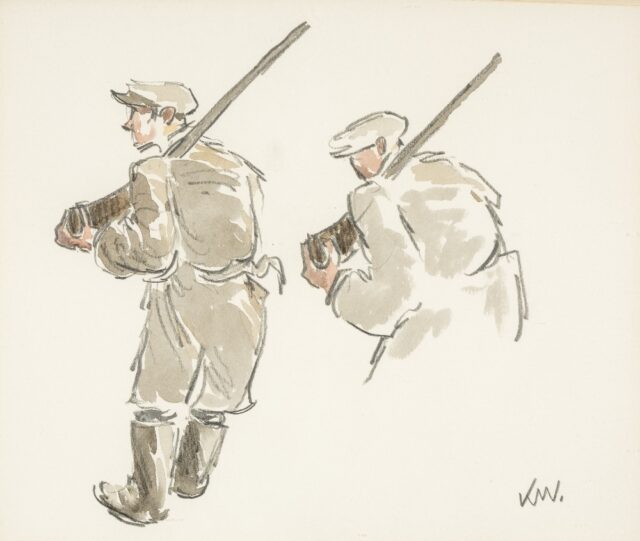 Sir Kyffin Williams RA Watercolour Pencil Farmers with Guns SOLD 2900