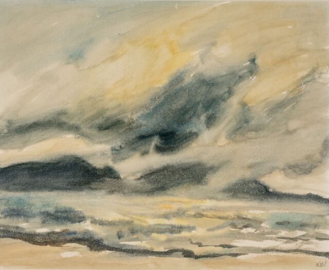 Sir Kyffin Williams RA Watercolour Sea at Llanddwyn SOLD 2000