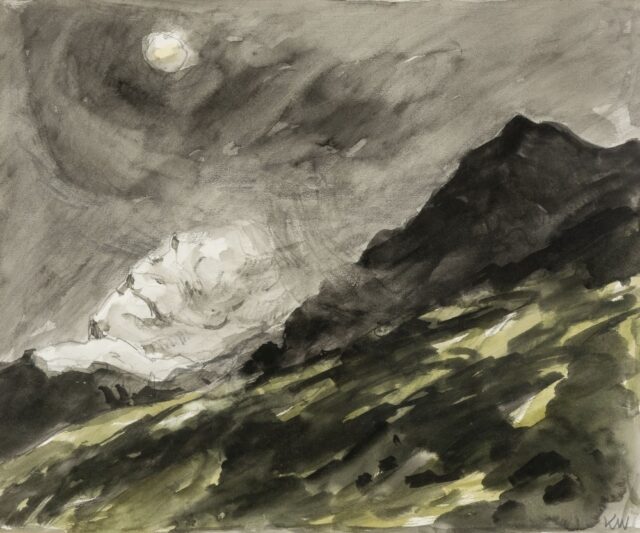 Sir Kyffin Williams RA watercolour Pencil Snow and Cloud Nant Peris SOLD 3600