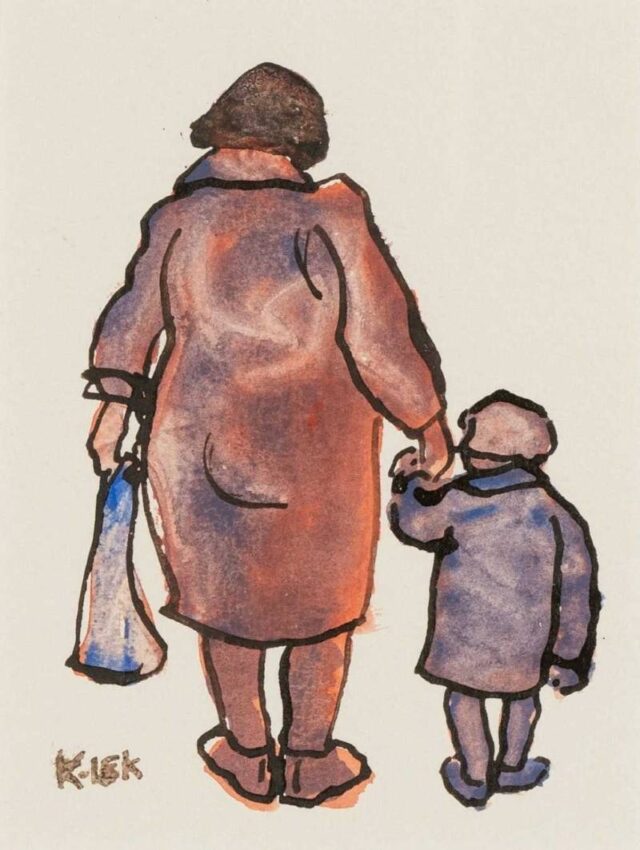 Karel Lek 'Shopping with Nan' acrylic