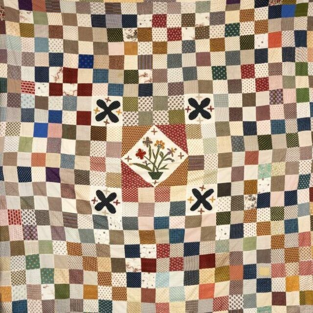 Antique Welsh patchwork coverlet from the family of artist Carey Morris