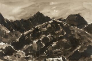 Sir Kyffin Williams RA Ink Wash 'Eryri Landscape'