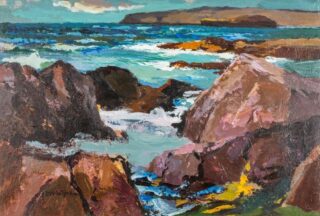 Donald McIntyre Acrylic 'Rocky Coast, Iona, No.1'