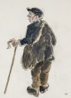 Sir Kyffin Williams RA Watercolour & Pencil 'Farmer with Stick VI'
