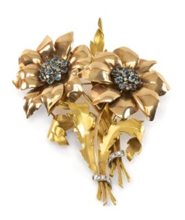 Antique Garrard Yellow Metal Floral Brooch