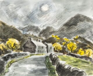 Sir Kyffin Williams RA Mixed Media 'Road, Waunfawr'