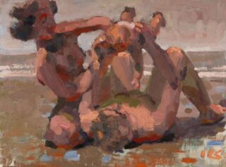 Kevin Sinnott Oil 'Beach Family'
