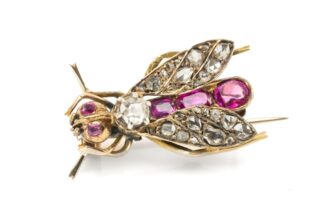 Diamond & Ruby Bee Brooch