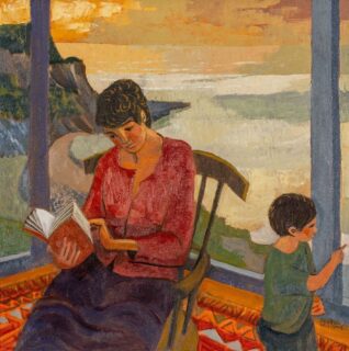 Claudia Williams RA Oil 'Reading by the Bay Window'