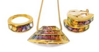 Multi-Gem 'Rainbow' Jewellery Suite