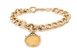 9CT Gold Curb Link Chain with Sovereign