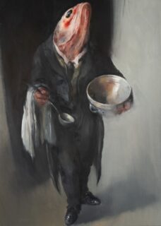 John Macfarlane Oil 'Fish Waiter with Soup Tureen'