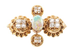 Diamond & Opal Cruciform Brooch
