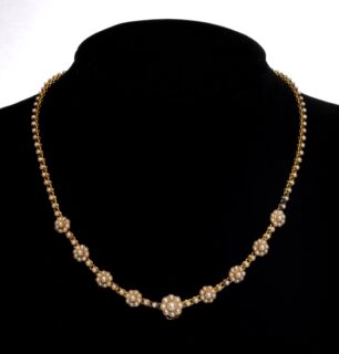 Yellow Metal & Seed Pearl Necklace