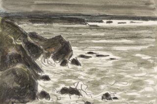 Sir Kyffin Williams RA Watercolour and Pencil 'Coast, Porth Dafarch'