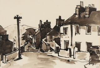 Sir Kyffin Williams RA Inkwash 'Tan-y-Grisiau'