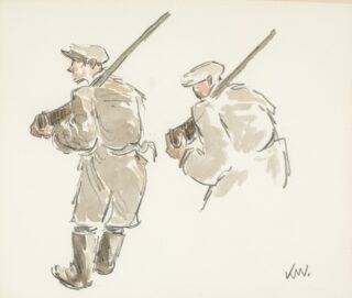 Sir Kyffin Williams RA Watercolour & Pencil 'Farmers with Guns'