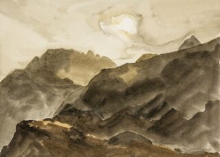 Sir Kyffin Williams RA Watercolour 'Sun Above Crib Goch'