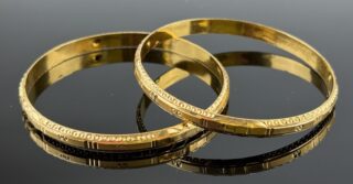 Pair of Middle Eastern Yellow Gold Bangles