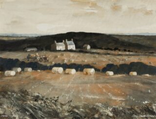 John Knapp-Fisher Watercolour 'Pembrokeshire Harvest from Rhoslanog'