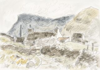 Sir Kyffin Williams RA Watercolour & Pencil 'Penrhiwiau I'