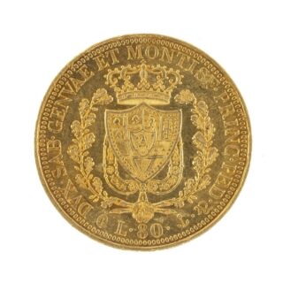 Italy, Sardinia, Carlo Felice 80 Lire Gold Coin