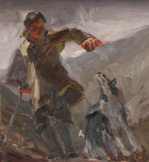 Kevin Sinnott Oil 'The Artist and His Dog'