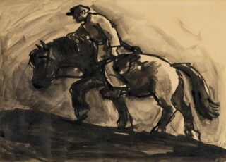 Sir Kyffin Williams RA Inkwash 'Farmer on Welsh Cob'