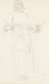 Augustus John RA Pencil 'Study for Edith Lees with Lute'