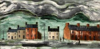 Jack Jones Oil 'Terrace, Man and Dog'