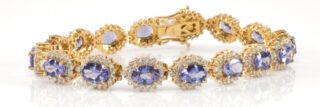 Italian 14K Gold Tanzanite & Diamond Bracelet