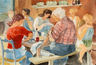 Claudia Williams Watercolour 'Grape Pickers Luncheon'