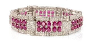 18CT White Gold Ruby & Diamond Encrusted Bracelet