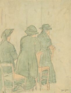 Gwen John Watercolour & Pencil 'Three Woman in Church'