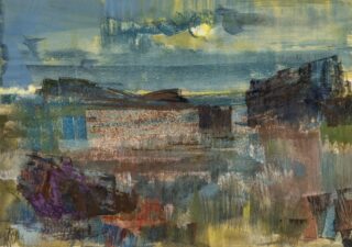 Ray Howard-Jones Gouache 'Moon on the Deer Park, Martin's Haven'