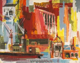 Ray Howard-Jones Gouache 'Dock Scene'