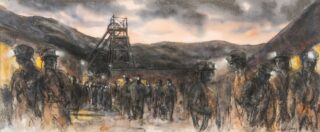 Valerie Ganz Mixed Media 'Tower Colliery at Dusk'
