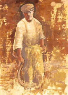 Aneurin Jones Mixed Media 'Man with Sickle'