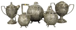 Anglo-Indian White Metal Tea Service