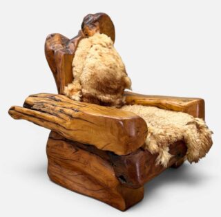 Californian Mid-Century Redwood Sculptural Lounge Chair