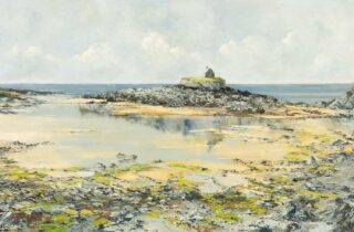 Charles Wyatt Warren Oil 'The Church of Llangwyfan, Anglesey'