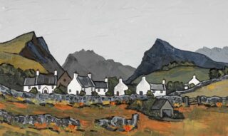 David Barnes Oil 'Welsh Hamlet in Snowdonia'