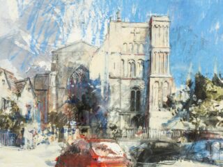 David Tress Mixed Media 'Malmsbury Abbey, Wiltshire'